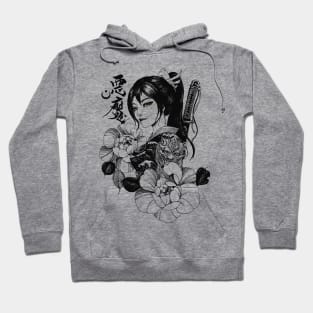 Geisha Japanese Samurai Flowers Ornament Hoodie